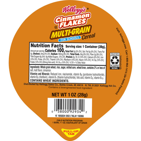 Cereal Cinnamon Flakes Multigrain Reduced Sugar Bowl Pack