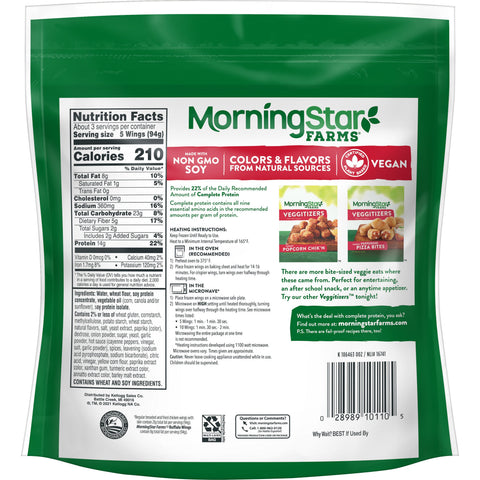Morningstar Farms Veggie Buffalo Wings, 10.5 Ounce -- 6 per case.
