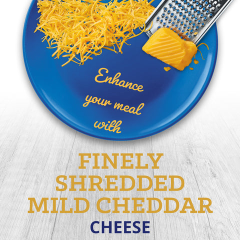 Kraft Zip Pak Finely Shredded Mild Cheddar Cheese, 8 Ounce -- 12 per case.