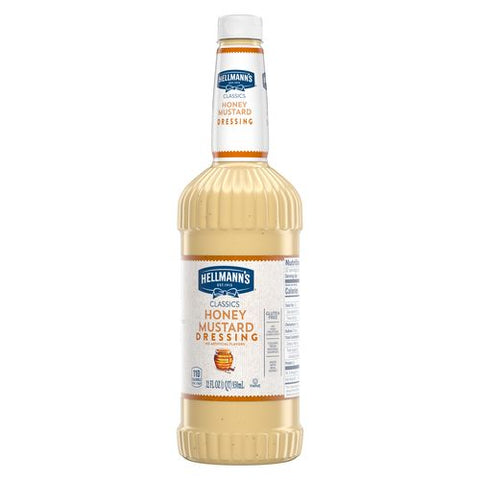 Single Hellmann's Classics Honey Mustard Salad Dressing Salad Bar Bottle, 32 Ounce