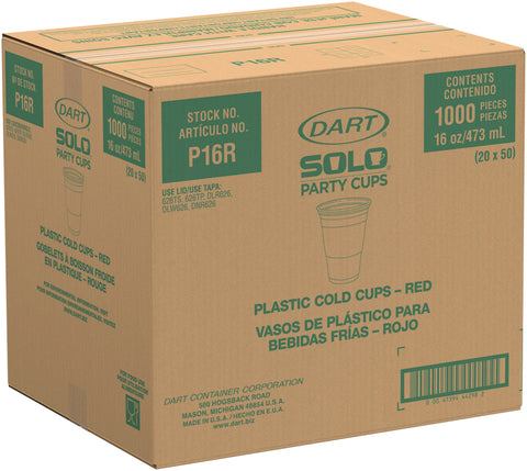 Dart CUP POLYSTYRENE PLASTIC COLD PARTY RED 16 OZ