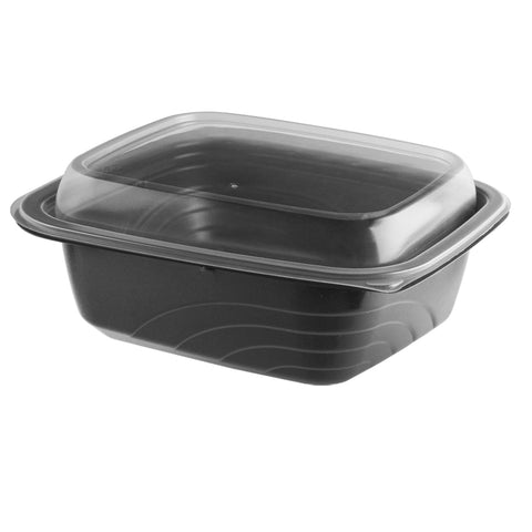 MicroRaves® CONTAINER PLASTIC BLACK W/ CLEAR LID 20 OZ