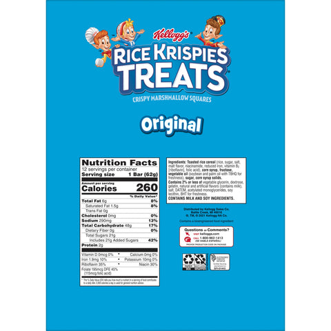 Snack Bar Rice Krispies Treat Original Square