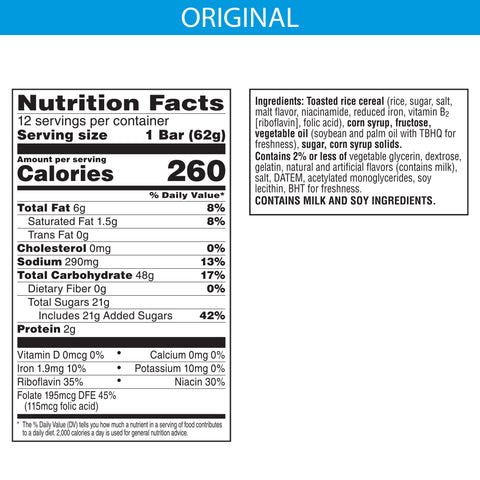 Snack Bar Rice Krispies Treat Original Square