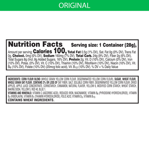 Kelloggs Apple Jacks Reduced Sugar Whole Grain Cereal, 1 Ounce Bowl -- 96 per case.