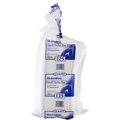 Tray Plastic Clear Nacho 2-compartment 5x