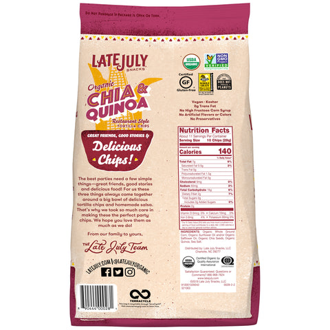 Late July Snacks TORTILLA CHIP THIN MULTIGRAIN ORGANIC