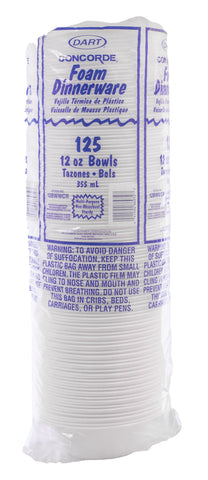 Dart Concorde White Round Unlaminated Foam Bowl, 10/12 Ounce -- 1000 per case