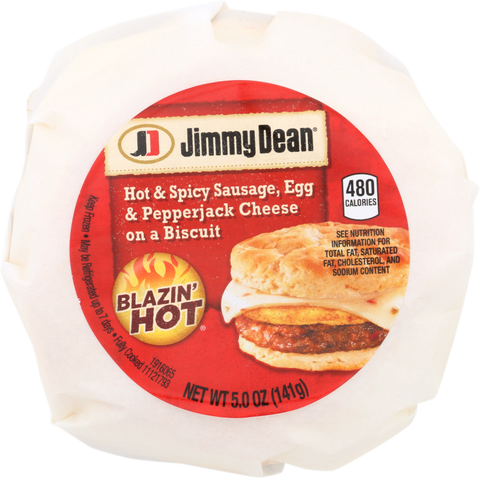Jimmy Dean SANDWICH BLAZIN' HOT - HOT & SPICY SAUSAGE EGG & PEPPERJACK CHEESE ON A BISCUIT 10000051328