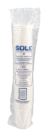 Solo White Designer Single Sided Lined Poly Paper Hot Cup, 10 Ounce -- 1000 per case.