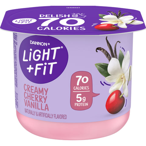 Light and Fit Cherry Vanilla Yogurt, 5.3 Ounce -- 12 per case.