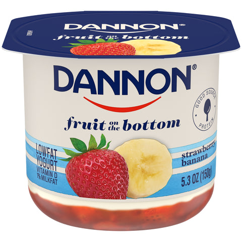 Yogurt Strawberry Banana Fruit On The Bottom