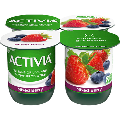 Activia Mixed Berry Probiotic Yogurt, 4 Ounce -- 24 per case.
