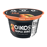 Oikos Organic Triple Zero Peach Nonfat Greek Yogurt, 5.3 Ounce -- 12 per case.
