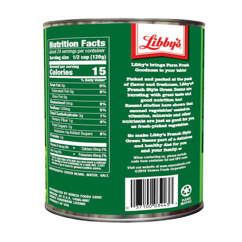 Libby French Style Green Beans - no. 10 can, 6 cans per case