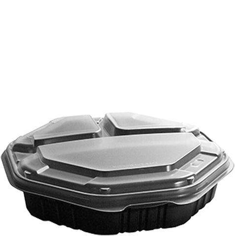 Container Plastic Carryout Hinged Black/clear 9