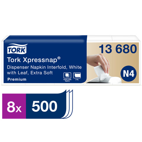 Essity Tork 2 Ply Premium Xpressnap White Dispenser Napkin, 13 x 8.5 inch -- 4000 per case