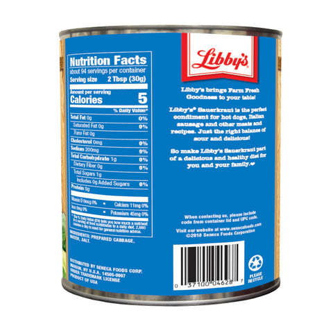 Libbys Fancy Sauerkraut - no. 10 can, 6 cans per case