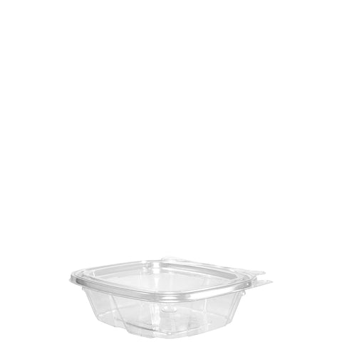 Container Plastic Clear Tamper Resistant W/ Flat Lid 8 Oz