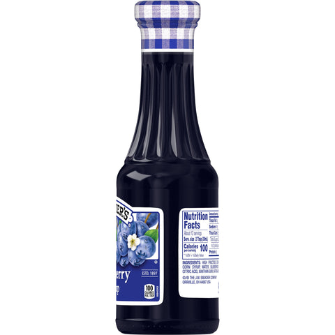 Smuckers Blueberry Syrup, 12 Fluid Ounce -- 6 per case.