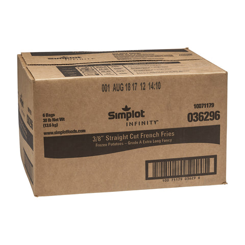 Infinity 3/8 inch Straight Cut Fries, 5 Pound -- 6 per case.