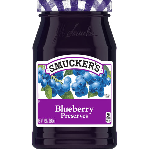 Smuckers Blueberry Preserves, 12 Ounce -- 12 per case.