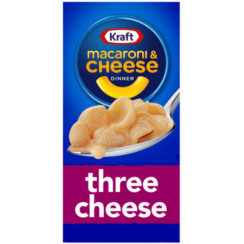 Kraft Dry Three Macaroni and Cheese Dinners Entree, 7.25 Ounce -- 24 per case.