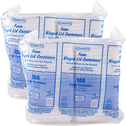 Container Foam White Hinged Lid 1-compartment 9x9x3