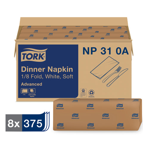 Essity NAPKIN DINNER 15X17 2-PLY 1/8-FOLD TORK WHITE