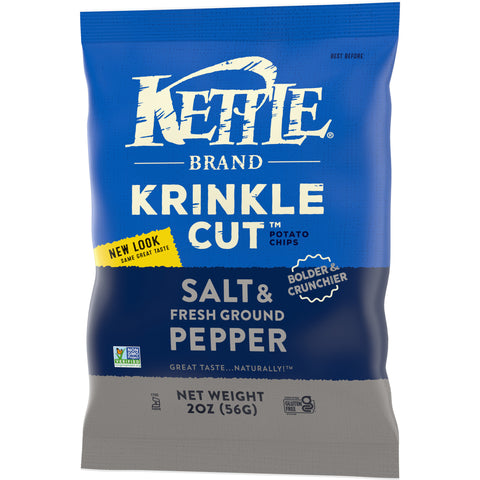 Kettle Krinkle Cut Salt and Fresh Ground Pepper Potato Chips - 2 oz. bag, 24 per case