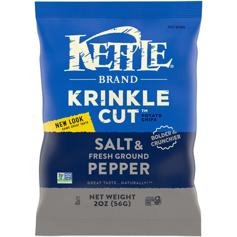Kettle Krinkle Cut Salt and Fresh Ground Pepper Potato Chips - 2 oz. bag, 24 per case