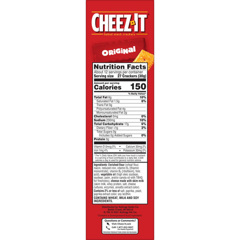 Sunshine Cheez It Grooves Original Crackers, 3.25 Ounce -- 12 per case.