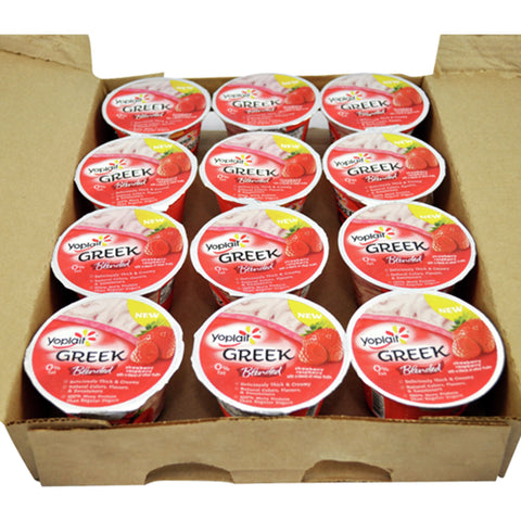 Yoplait Greek Blended Strawberry Raspberry Yogurt, 5.3 Ounce -- 12 per case.