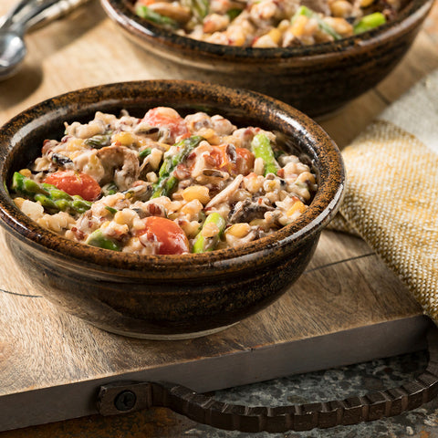 Simplot Upsides® VEGETABLE BLEND HEARTY GRAINS & WILD MUSHROOMS IQF