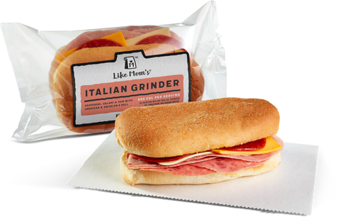 Mom's SANDWICH HAM SALAMI PEPPERONI W/ CHEESE AMERICAN & SWISS BUN CORN DUSTED