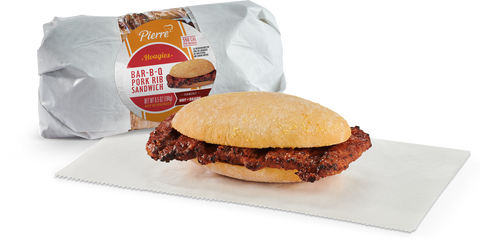 Advance Pierre Hot N Ready Barbecue Pork Rib Sandwich, 6.5 Ounce -- 12 per case.