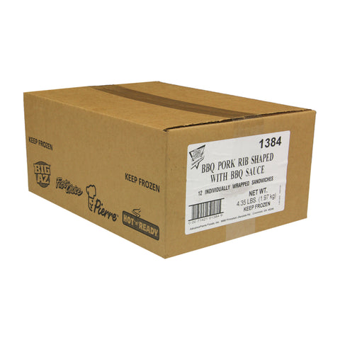 Advance Pierre Fast Choice Barbecue Rib Shape Pork Sandwich, 5.8 Ounce -- 12 per case.