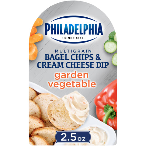 Snack Bagel Chips Cream Cheese Dip Garden Vegetable