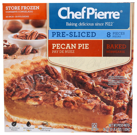 Sara Lee Chef Pierre Pre Sliced Pecan Pie, 8 inch Slice -- 6 per case.