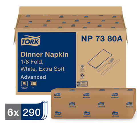 Tork Advanced NAPKIN DINNER 17X16 WHITE 3-PLY 1/8 FOLD