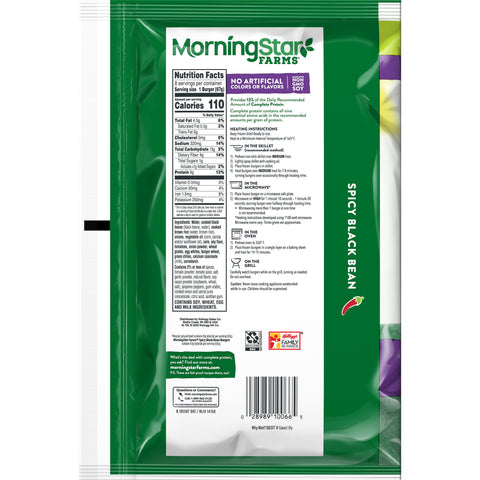 Morningstar Farms Spicy Black Bean Veggie Burgers, 18.9 Ounce -- 5 per case.