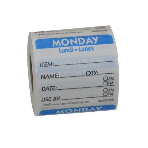 Label Dissolvable Use By Monday Blue 2x2