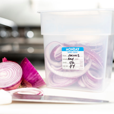 DateIt™ LABEL DISSOLVABLE USE BY MONDAY BLUE 2X2