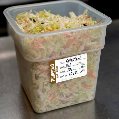 DateIt™ LABEL TRILINGUAL ITEM/DATE/USE BY REMOVABLE BROWN THURSDAY 2X3