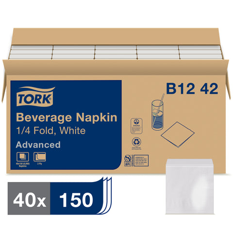 Napkin Beverage 9.3x9.3 White 2 Ply