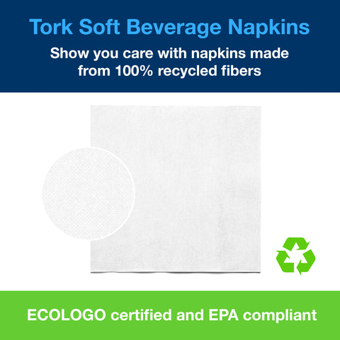 Tork Advanced NAPKIN BEVERAGE 9.3X9.3 WHITE 2 PLY