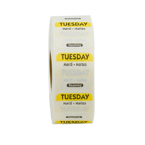 Label Dissolve-a-way Yellow Tuesday 1x1