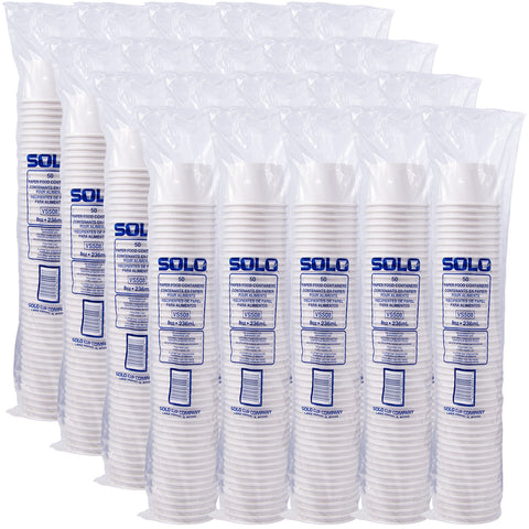 Solo® White CONTAINER PAPER FOOD SINGLE SIDED POLY 8 OZ