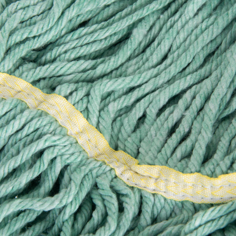 Flo-Pac® MOP HEAD SMALL LOOPED-END W/ YELLOW BAND GREEN