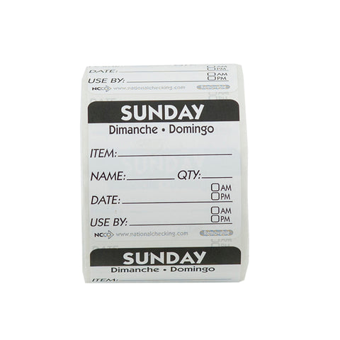 Label Trilingual Item/date/use By Removable Black Sunday 2x2